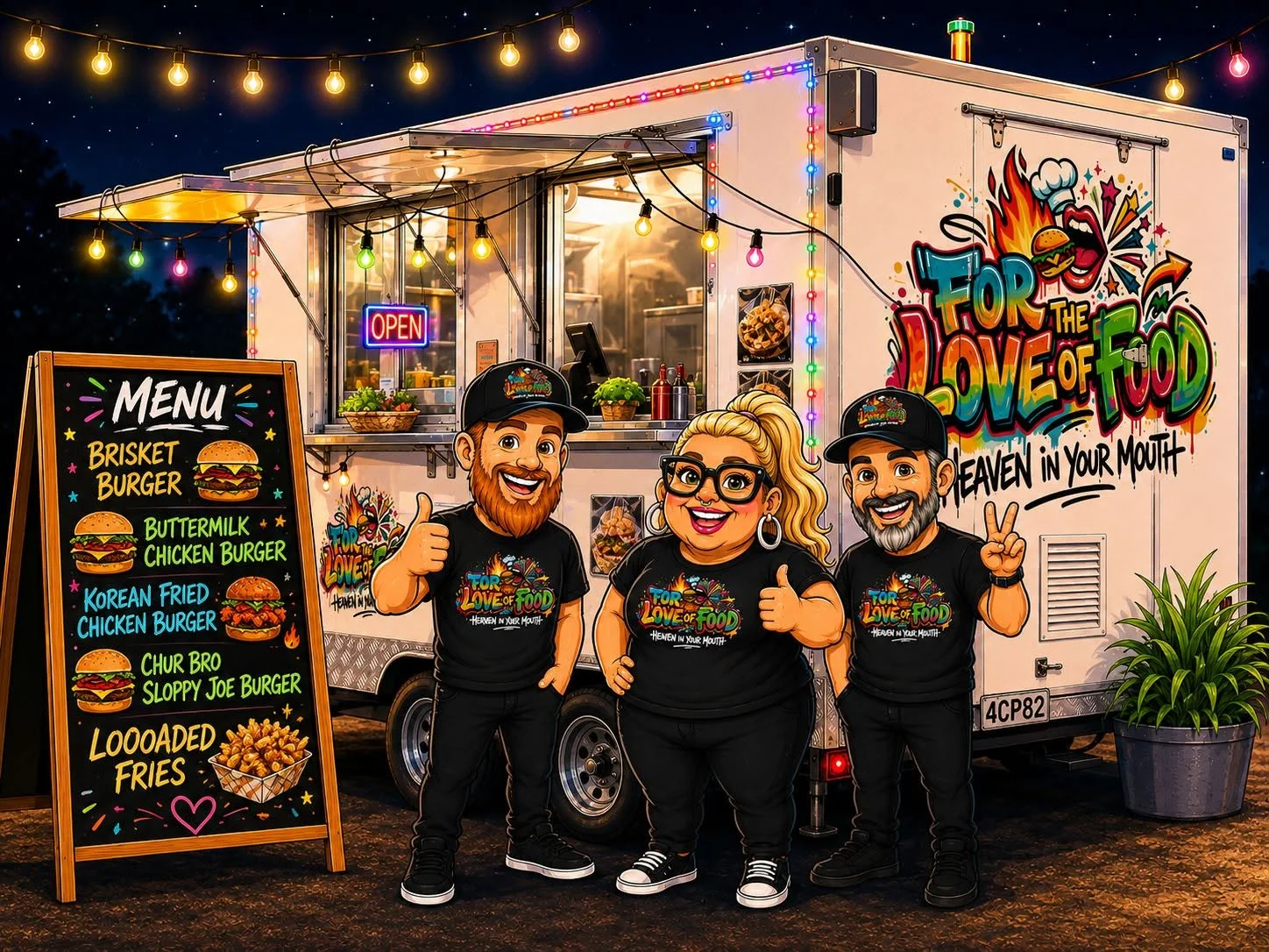 For The Love Of Food truck serving artisan brisket burgers and loaded fries at Firefly Cinemas